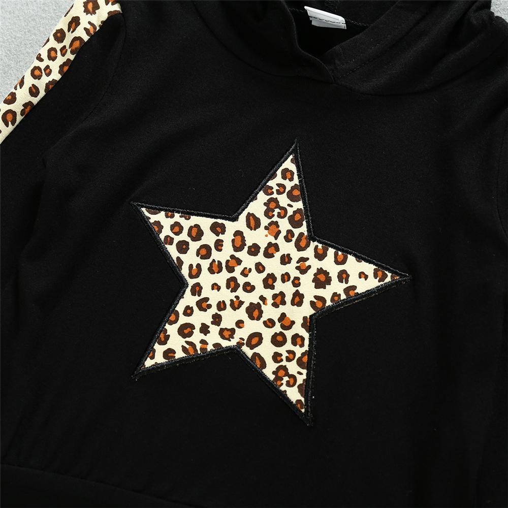 Unisex Leopard Printed Star Long Sleeve Hooded Tops & Pants Wholesale - PrettyKid