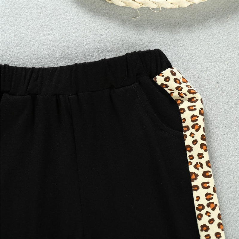 Unisex Leopard Printed Star Long Sleeve Hooded Tops & Pants Wholesale - PrettyKid