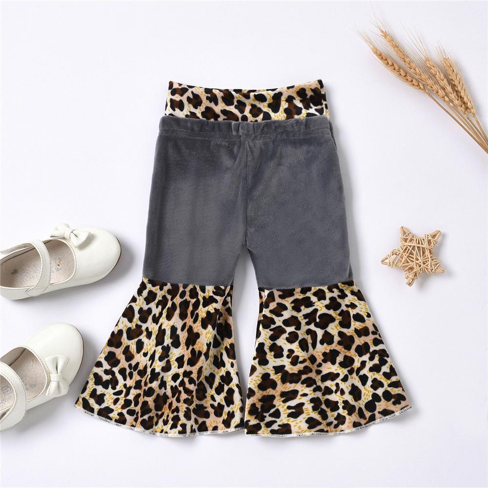 Baby Girls Leopard Printed Wide Leg Flared Trousers Wholesale Baby clothing - PrettyKid