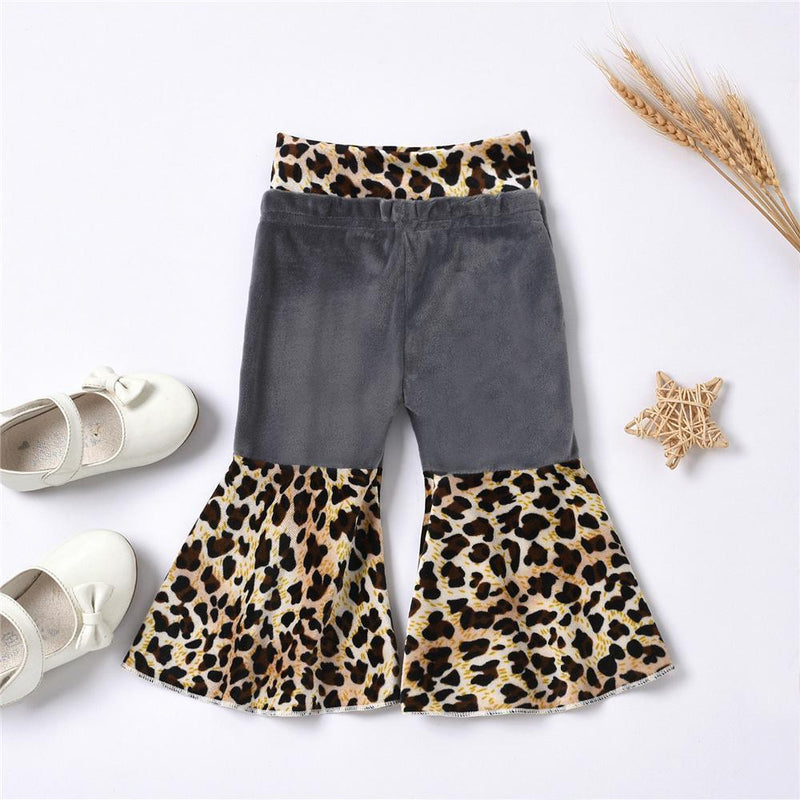 Baby Girls Leopard Printed Wide Leg Flared Trousers Wholesale Baby clothing - PrettyKid