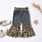 Baby Girls Leopard Printed Wide Leg Flared Trousers Wholesale Baby clothing - PrettyKid