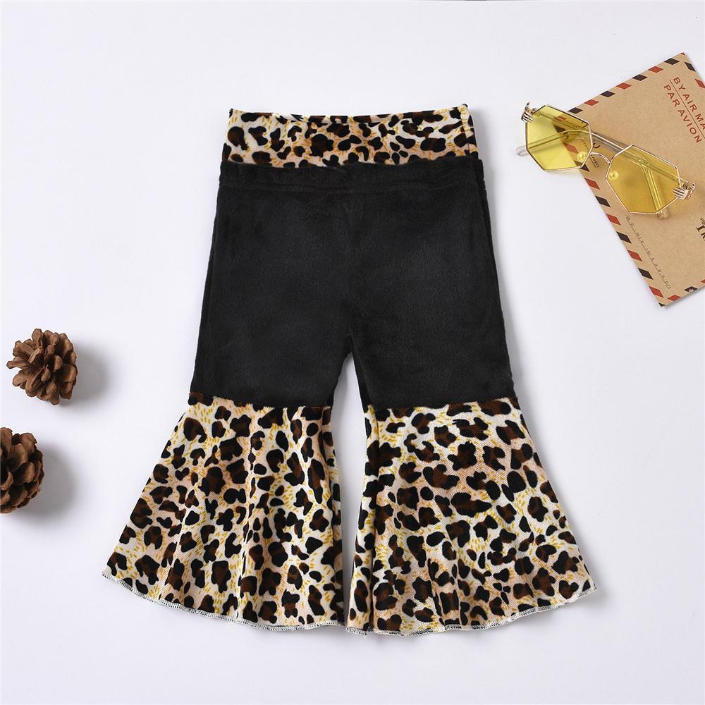 Baby Girls Leopard Printed Wide Leg Flared Trousers Wholesale Baby clothing - PrettyKid