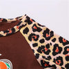 Girls Leopard Pumpkin Long Sleeve Top & Flared Trousers Girls Wholesale - PrettyKid