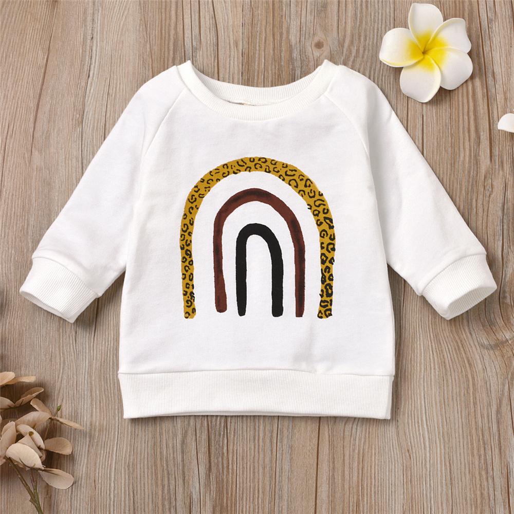 Girls Leopard Rainbow Long Sleeve T-shirt Girls Clothing Wholesale - PrettyKid