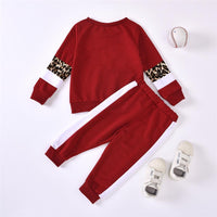 Girls Leopard Splicing Long Sleeve Tops & Pants Girls Wholesale Clothes - PrettyKid