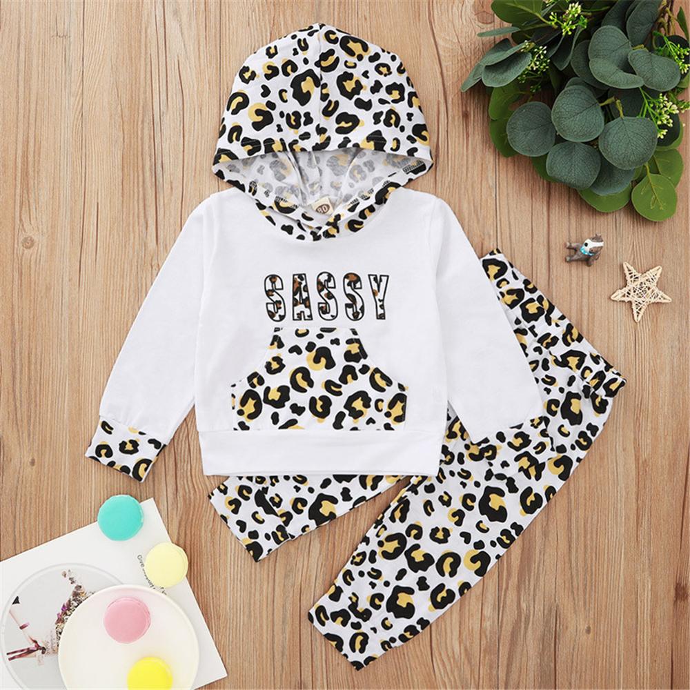 Baby Girls Leopard Stylish Hooded Top & Trousers Baby Wholesales - PrettyKid