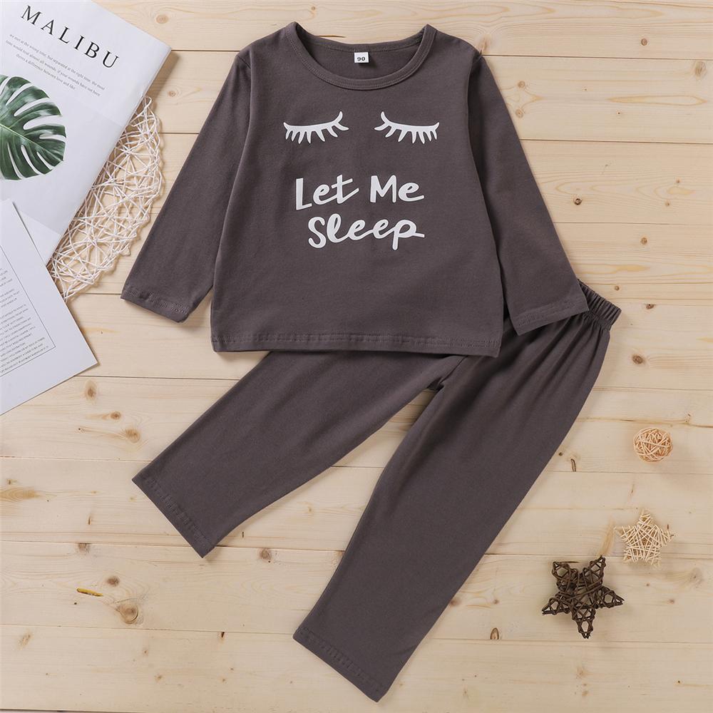 Unisex Let Me Sleep Printed Long Sleeve Pajamas Suit Wholesale Children - PrettyKid