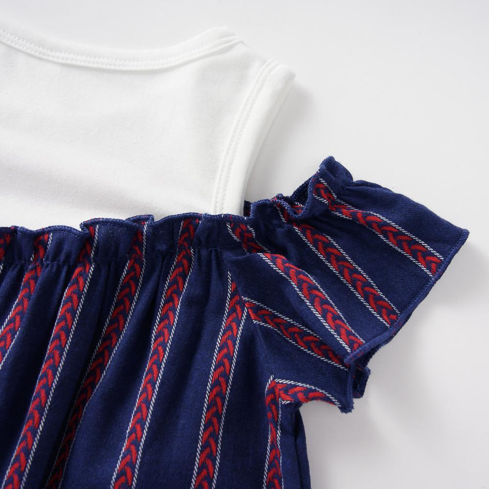 Girls Letter Beautiful Printed Splicing Short Sleeve Dress Girls Dress Wholesale - PrettyKid