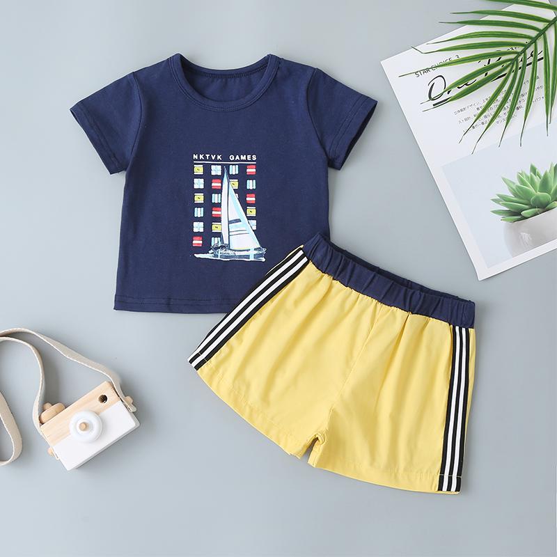 Boys Letter Boat Graphic Tee & Track Shorts - PrettyKid
