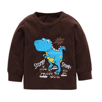 Boys Letter Cartoon Dinosaur Printed Tops & Pants Boys Clothes Wholesale - PrettyKid