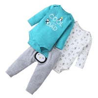 Baby Letter Cartoon Printed Long Sleeve Rompers & Pants - PrettyKid