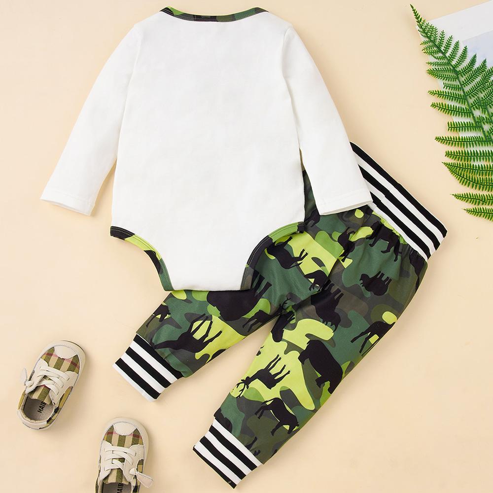 Baby Unisex Letter Cartoon Printed Romper & Pants Baby Wholesale Clothing - PrettyKid