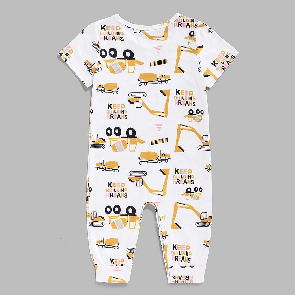 Baby Boy Letter Cartoon Printed Short Sleeve Romper Baby Boutique clothing Wholesale - PrettyKid