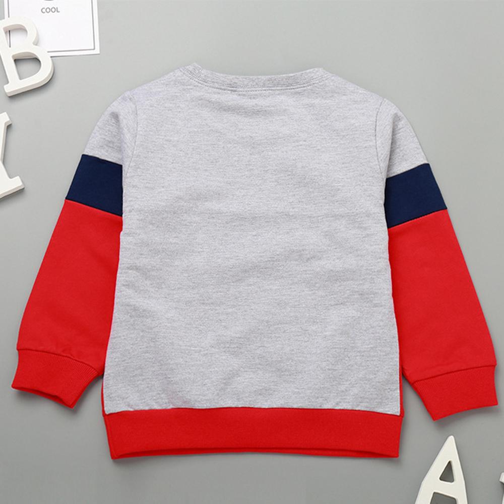Boys Letter Color Block Long Sleeve Casual T-shirt Boys Wholesale Clothes - PrettyKid