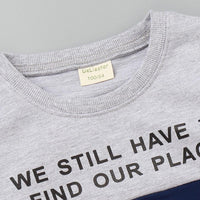Boys Letter Color Block Long Sleeve Casual T-shirt Boys Wholesale Clothes - PrettyKid