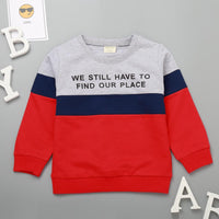 Boys Letter Color Block Long Sleeve Casual T-shirt Boys Wholesale Clothes - PrettyKid