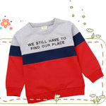 Boys Letter Color Block Long Sleeve Casual T-shirt Boys Wholesale Clothes - PrettyKid