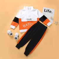 Toddler Boys Letter Color Block Long Sleeve Top & Pants Wholesale Kidswear - PrettyKid
