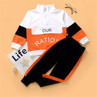Toddler Boys Letter Color Block Long Sleeve Top & Pants Wholesale Kidswear - PrettyKid