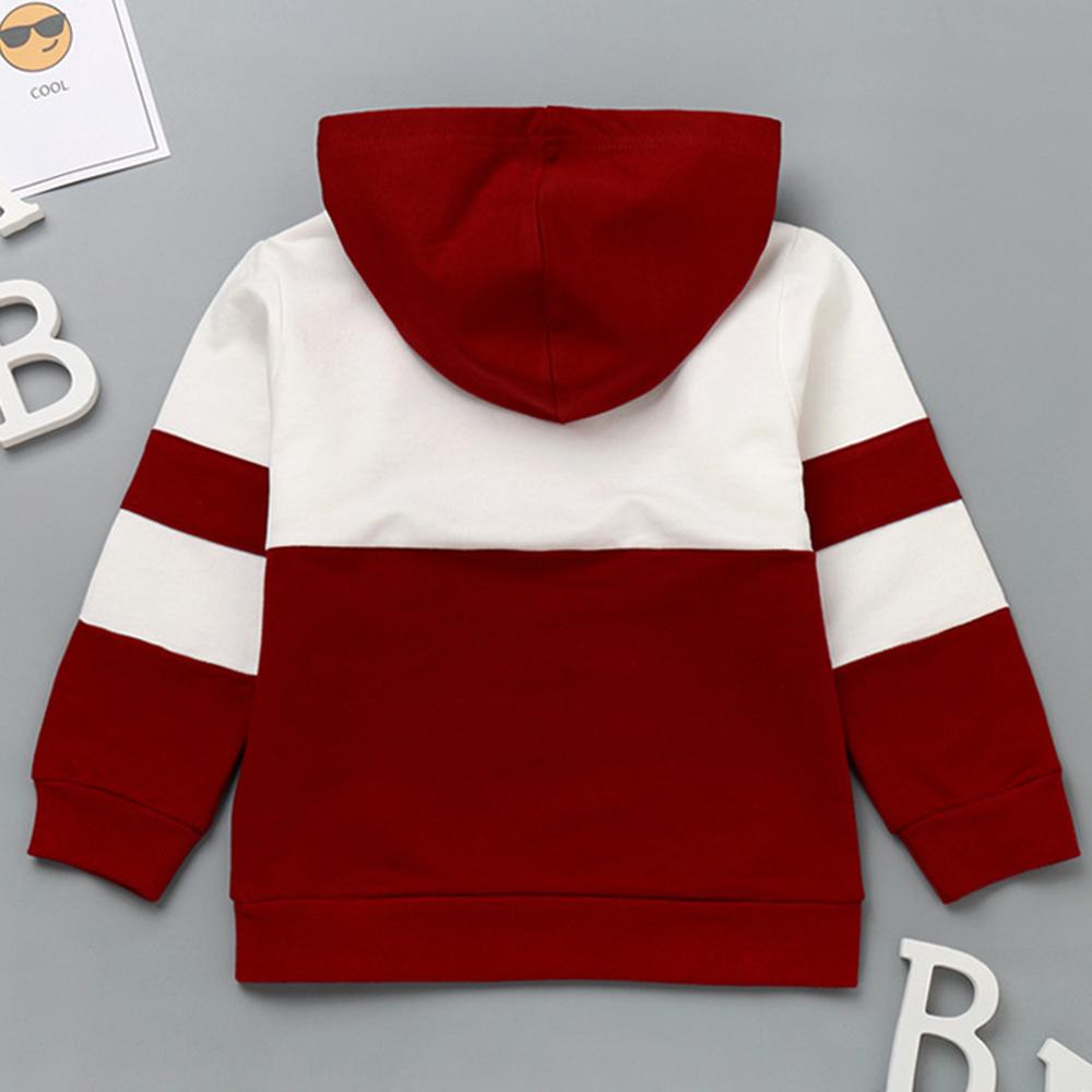 Boys Letter Color Constast Long Sleeve Hooded Tops Wholesale - PrettyKid
