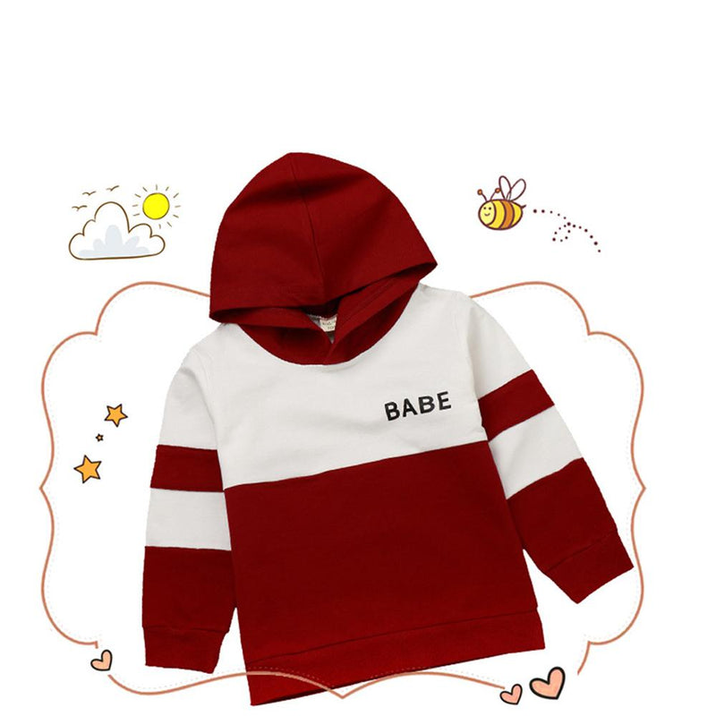 Boys Letter Color Constast Long Sleeve Hooded Tops Wholesale - PrettyKid