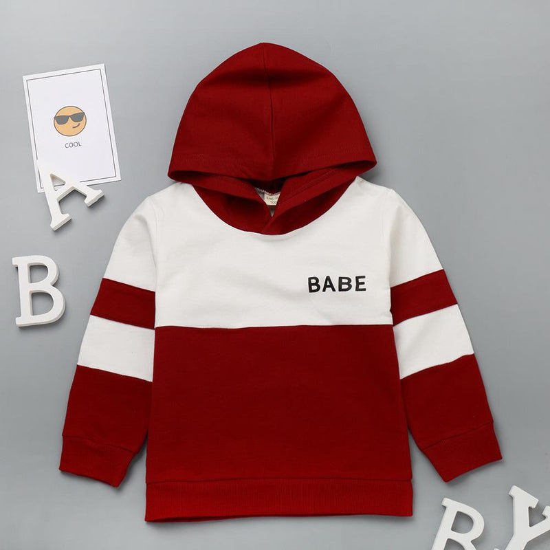 Boys Letter Color Constast Long Sleeve Hooded Tops Wholesale - PrettyKid