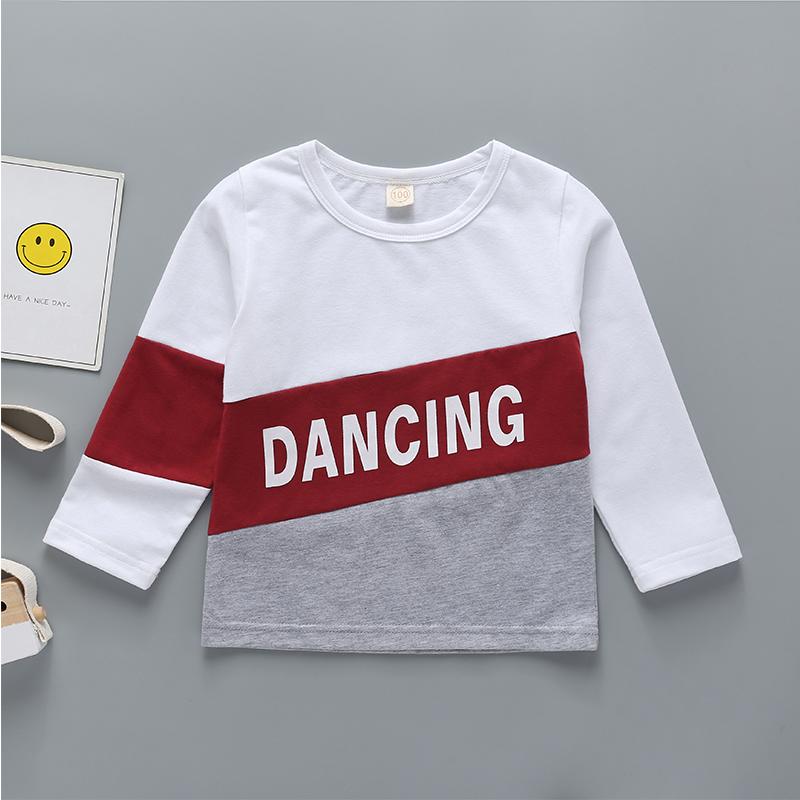 Boys Letter Color Contrast Long Sleeve T-shirt - PrettyKid