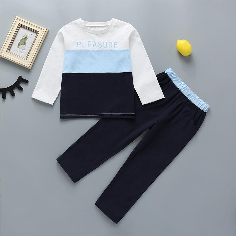 Casual Letter Color Contrast Long Sleeve Tracksuit - PrettyKid