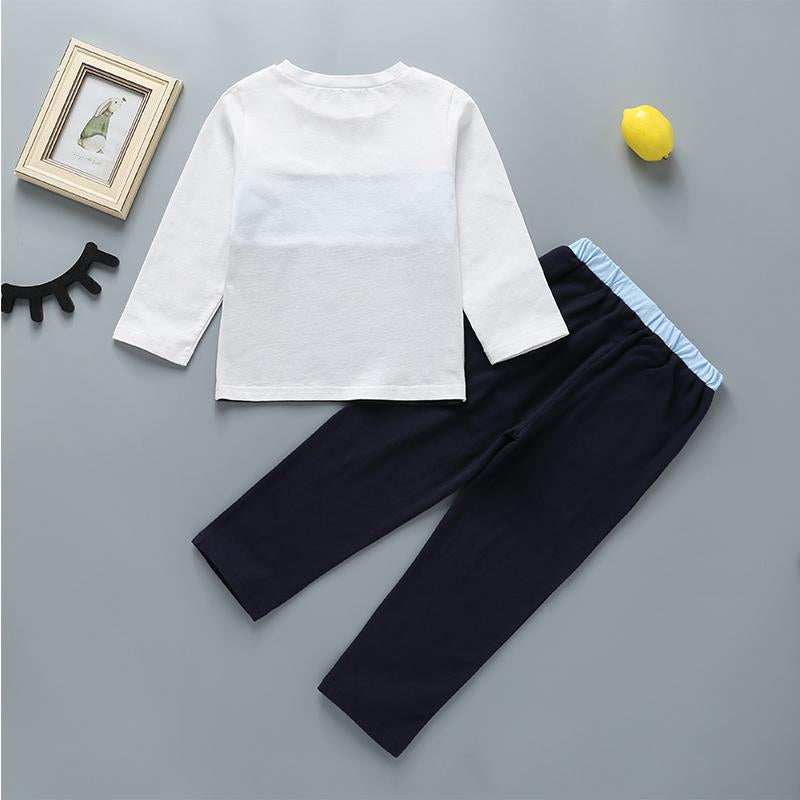 Casual Letter Color Contrast Long Sleeve Tracksuit - PrettyKid