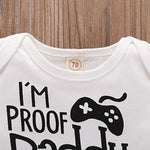 Baby Letter Daddy Dose Not Play Video Games Printed Short Sleeve Romper Wholesale Clothing Baby - PrettyKid