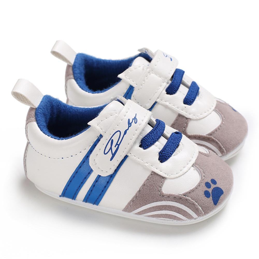 Baby Boys Letter Daily Magic Tape Non Slip Sneakers - PrettyKid