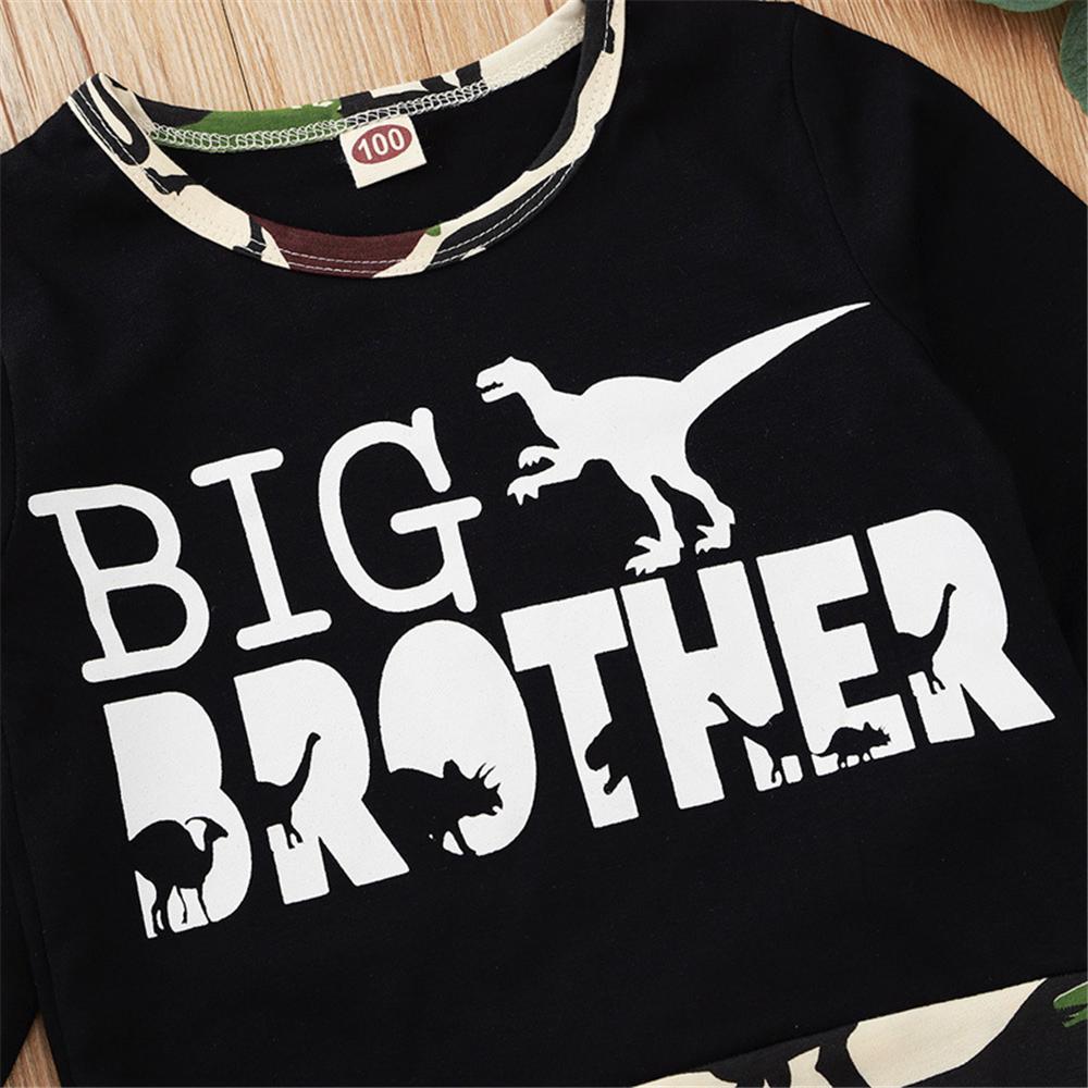 Boys Letter Dinosaur Printed Long Sleeve Top & Pants Wholesale Kids Apparel - PrettyKid