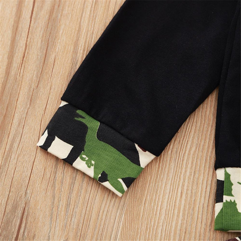 Boys Letter Dinosaur Printed Long Sleeve Top & Pants Wholesale Kids Apparel - PrettyKid