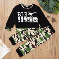 Boys Letter Dinosaur Printed Long Sleeve Top & Pants Wholesale Kids Apparel - PrettyKid