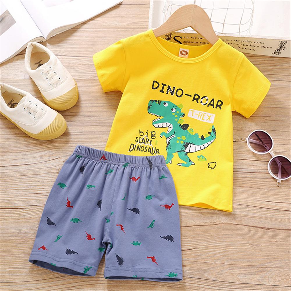 Toddler Boys Letter Dinosaur Printed Top & Shorts wholesale baby grows - PrettyKid