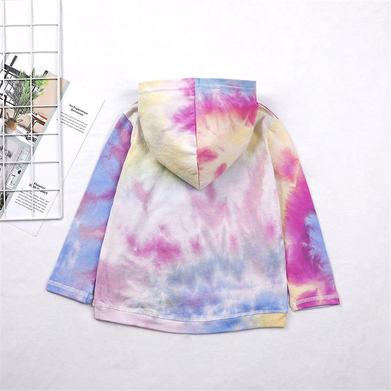 Unisex Letter Hooded Tie Dye Casual Jumper Girls Clothing Wholesale - PrettyKid
