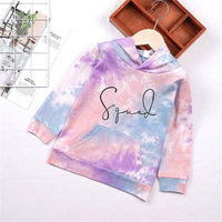 Unisex Letter Hooded Tie Dye Casual Jumper Girls Clothing Wholesale - PrettyKid