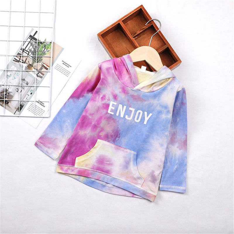 Unisex Letter Hooded Tie Dye Casual Jumper Girls Clothing Wholesale - PrettyKid