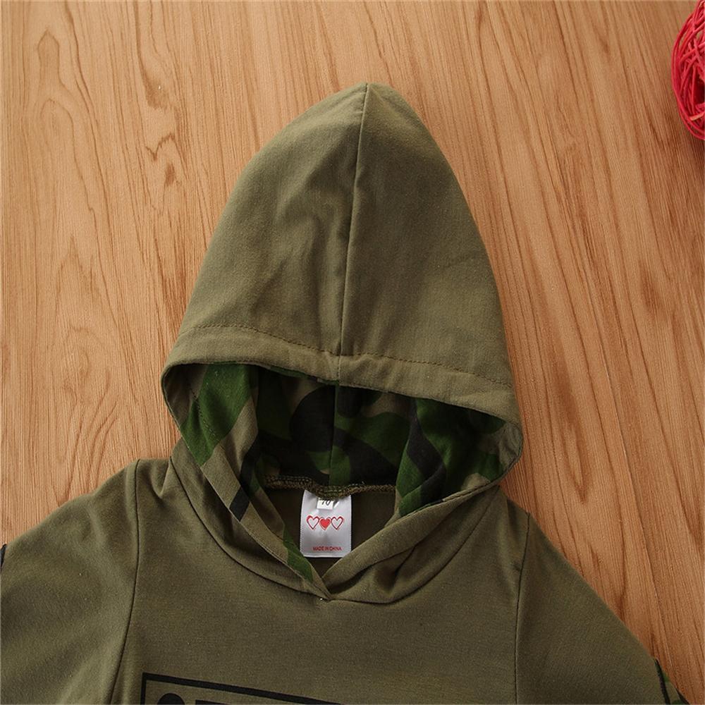 Baby Boy Letter Hooded Top & Camo Pants Baby Wholesale Clothing - PrettyKid