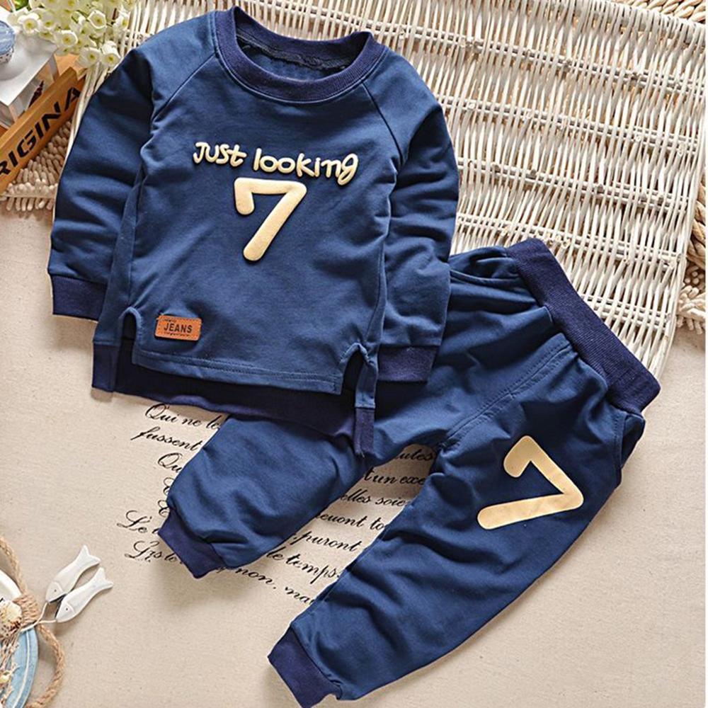 Boys Letter Long Sleeve Casual T-shirt & Pants Wholesale Boy Clothes - PrettyKid