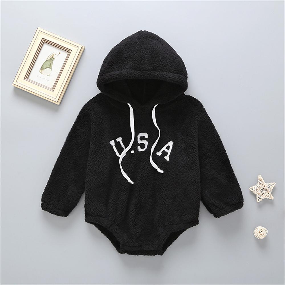 Baby Unisex Letter Long Sleeve Hooded Romper Baby Wholesales - PrettyKid