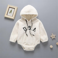 Baby Unisex Letter Long Sleeve Hooded Romper Baby Wholesales - PrettyKid