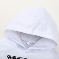 Boys Letter Long Sleeve Solid Hooded Tops - PrettyKid