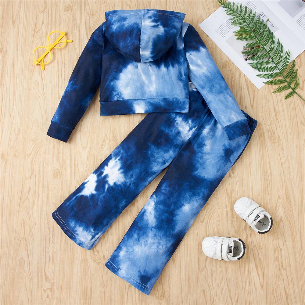 Girls Letter Long Sleeve Tie Dye Hooded Top & Pants Bulk Kids Clothing - PrettyKid