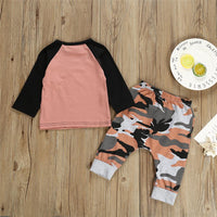 Baby Boys Letter Long Sleeve Top & Camo Pants Buy Baby Clothes Wholesale - PrettyKid