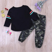 Toddler Boys Letter Long Sleeve Top & Camo Pants Wholesale Boys Suits - PrettyKid