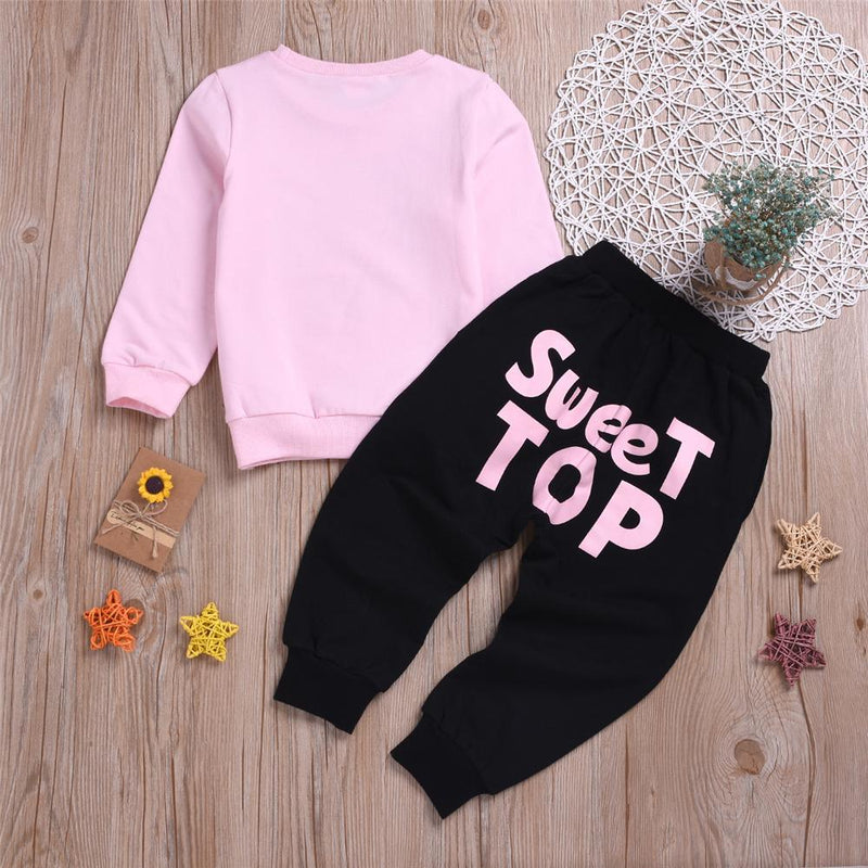 Girls Letter Long Sleeve Top & Pants Wholesale Girl Clothing - PrettyKid