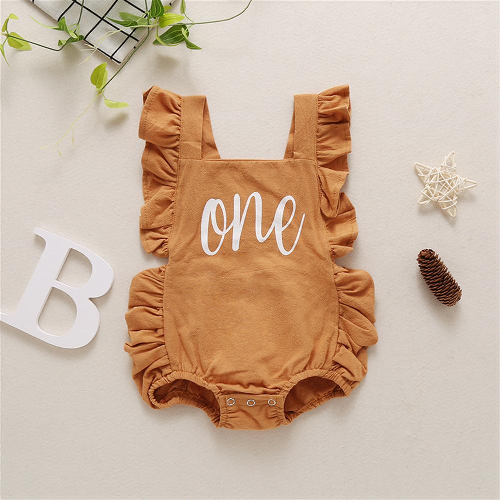 Baby Girls Letter One Printed Sleeveless Summer Romper Wholesale Baby Cloths - PrettyKid