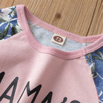 Baby Girl Letter Plant Printed Long-Sleeve Top & Pants Baby Wholesale Clothing - PrettyKid