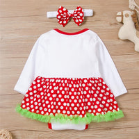 Baby Girls Letter Polka Dot Long Sleeve Romper Dress Wholesale Baby Clothing - PrettyKid